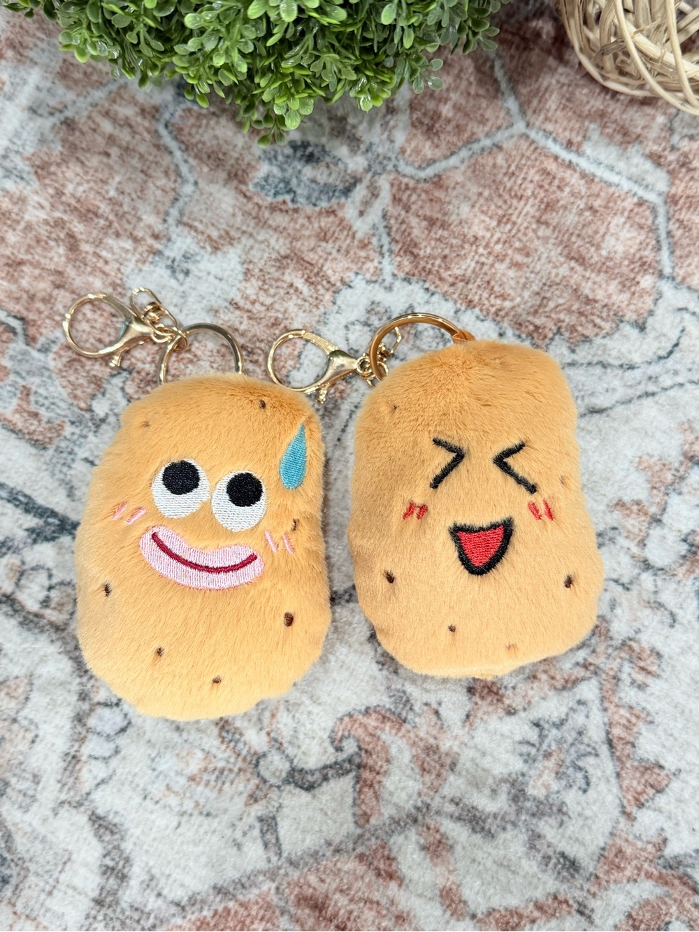 Plush Potato Emoji Keychain for Kids - Yellow